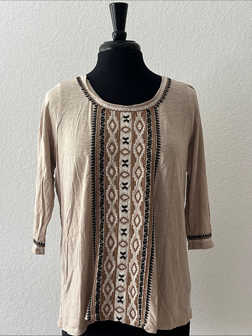 J.Jill Embroidered Scoop Neck Top